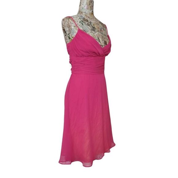 Cocktail Dress Ombre Pink to Peachy Spaghetti Strap Flowy Evening Party Dress - Picture 5 of 14